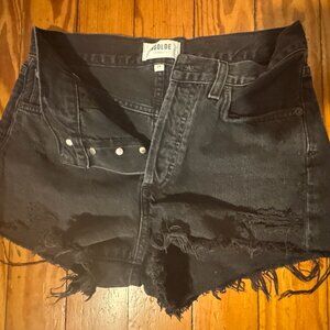 AGOLDE Distressed Black Denim Shorts - Size 24